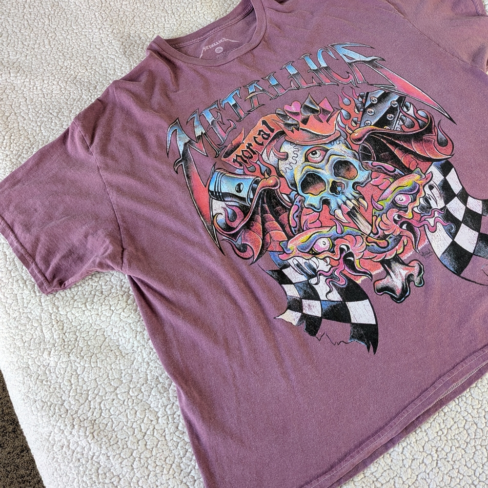 Metallica Flame Skull Band T Shirt 2XL - Picture 2 of 11